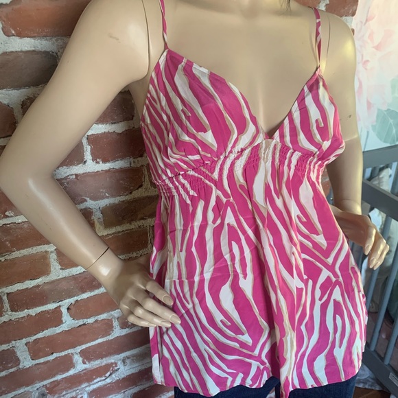 Express pink leopard print silk tank XS spaghetti - Picture 3 of 9
